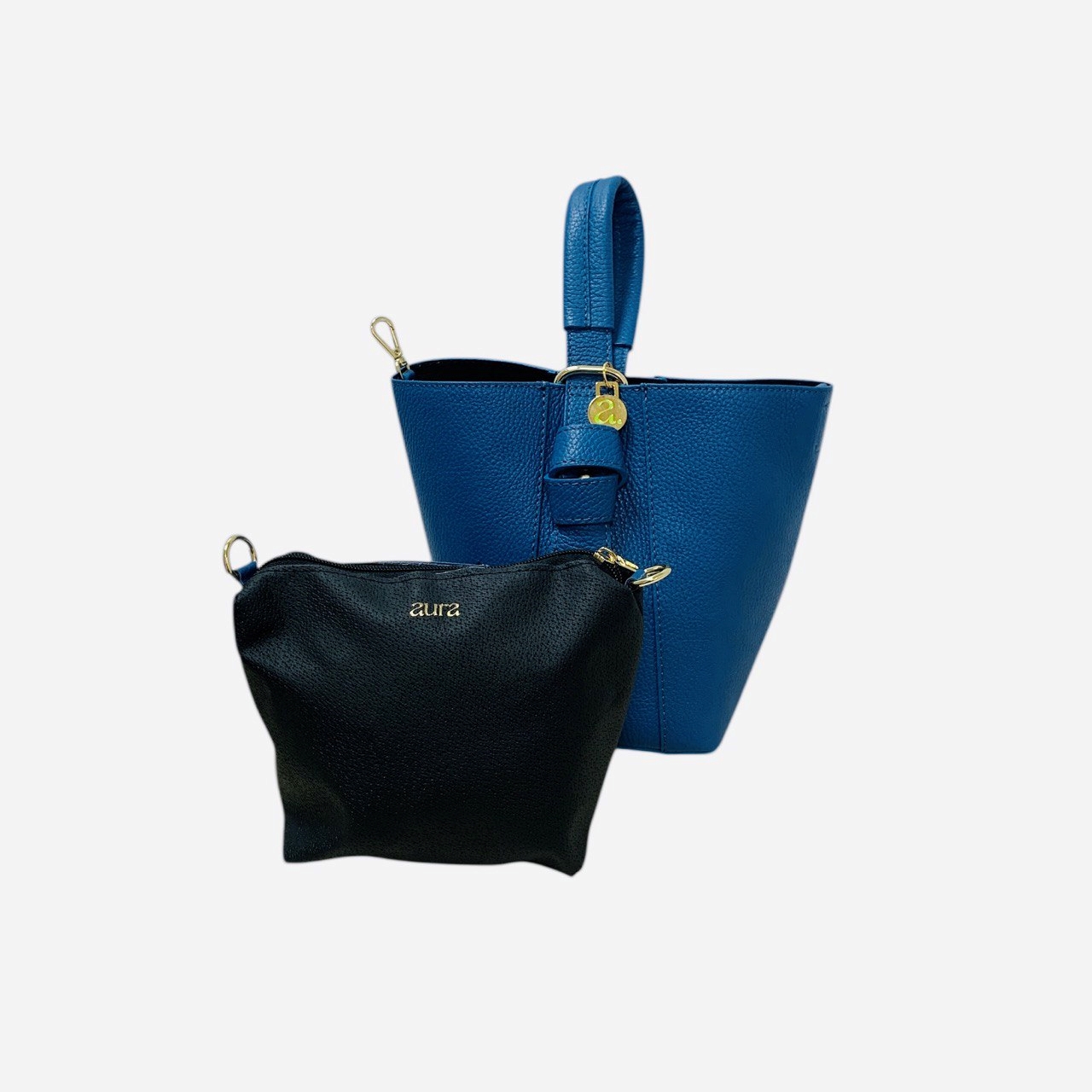Bolso Aura piel Lina forma cubica azul marino. 0891AZ - Imagen 2